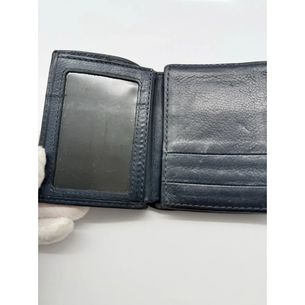 Fossil Brooks Trifold Wallet Blue‎ Leather